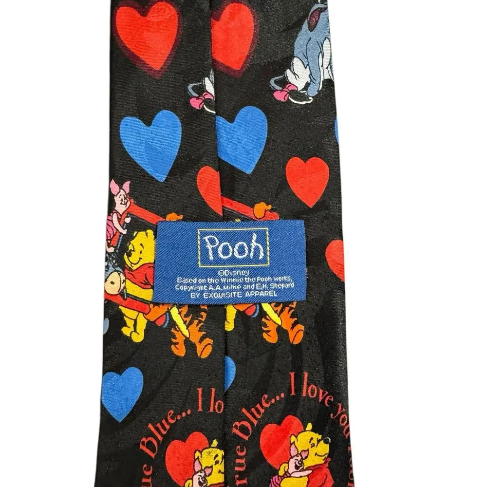 Disney Winnie The Pooh True Blue I Love You Hearts Tigger Eeyore Piglet Necktie